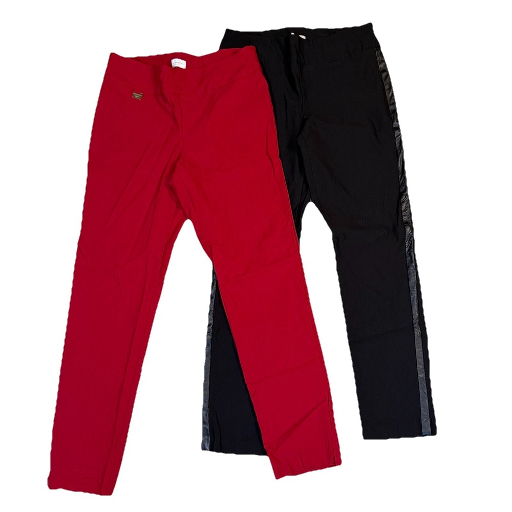 Lisette L Montreal 805 Dress Pants Women's 12 Black Red Slim Full Length Lot 2